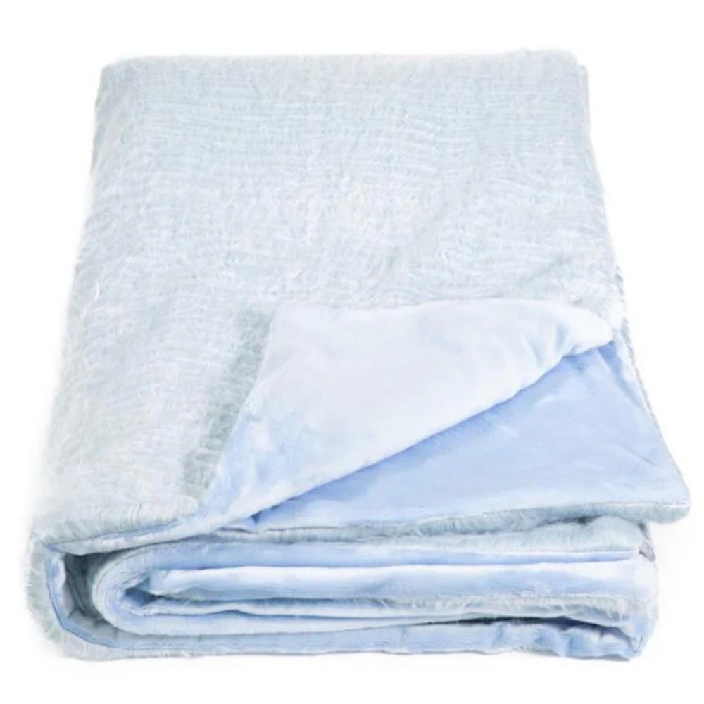AVIVA STANOFF Wavy Mong Dusty Blue Faux Fur Throw 50X70”
